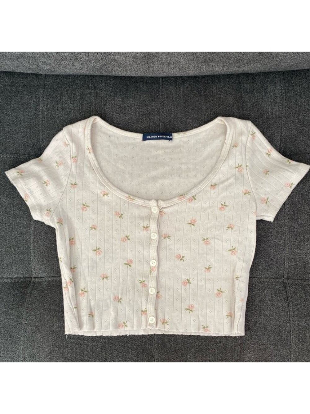 Cropped button tee